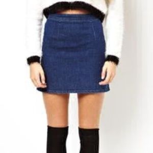 ASOS Denim A-Line Mini Skirt in Indigo